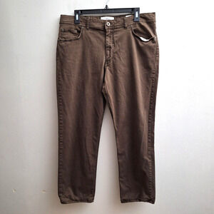 Brax Pants Mens 36X27 Brown Cooper Fancy Straight Leg Flat Front Stretchy